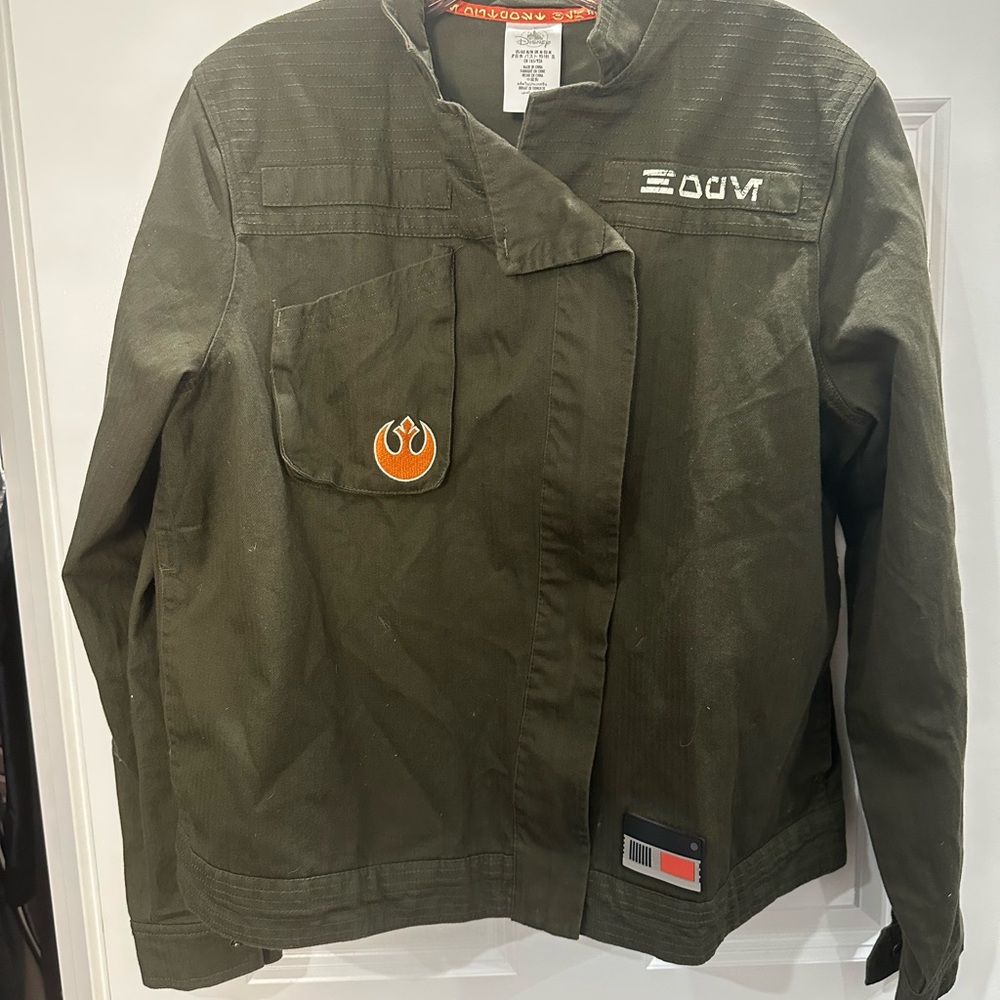 Disney Star Wars Galaxy's Edge Resistance Logo Jacket Green Rebel Spire Sz M